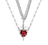 Gothic Punk Heart & Sword Couple Necklace